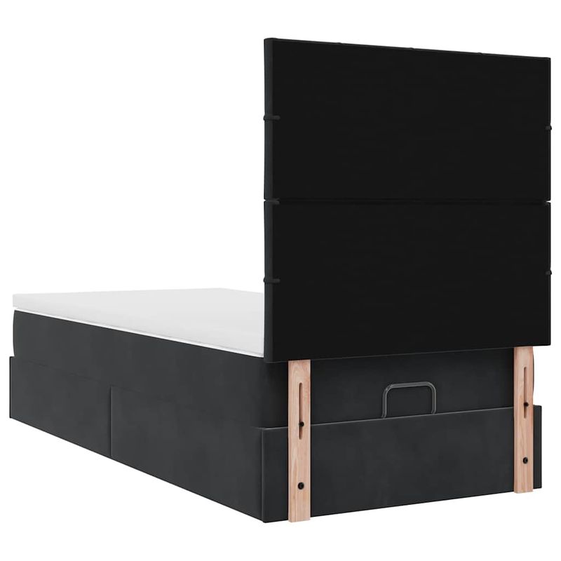 Casa si Gradina - Mobilier - Paturi si accesorii - Paturi - Cadru de pat otoman cu saltele, catifea neagra 100x200cm - Infinity.ro