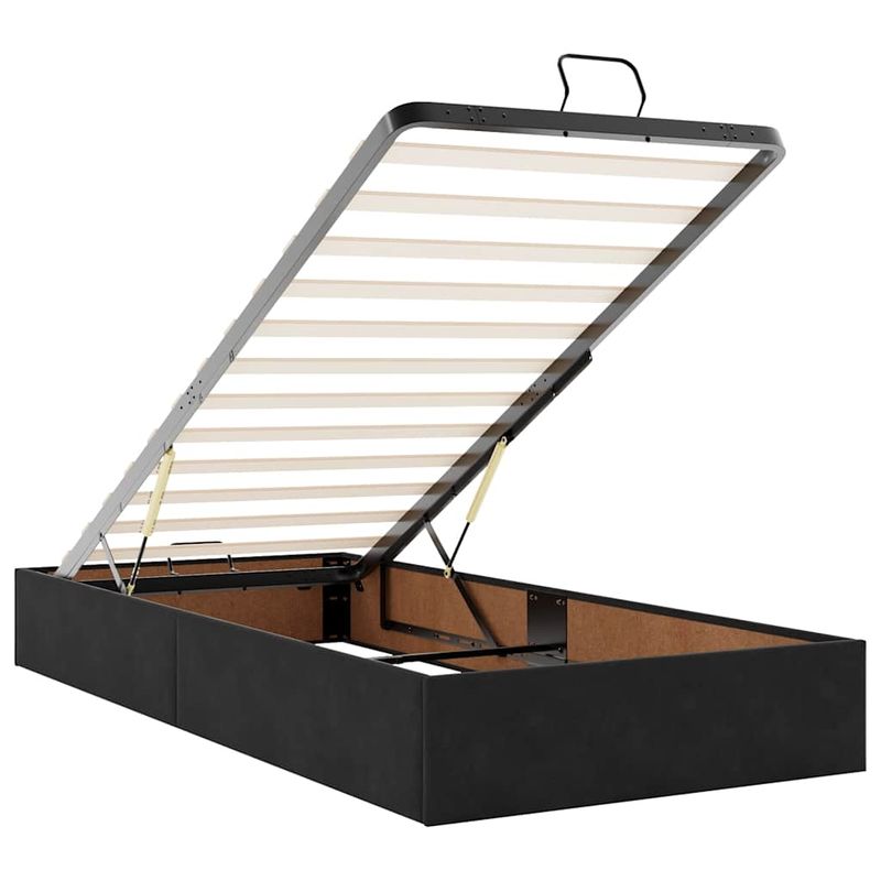 Casa si Gradina - Mobilier - Paturi si accesorii - Paturi - Cadru de pat otoman cu saltele, catifea neagra 100x200cm - Infinity.ro
