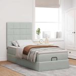 Casa si Gradina - Mobilier - Paturi si accesorii - Paturi - Cadru de pat otoman cu saltele Gri deschis 90x200cm catifea - Infinity.ro