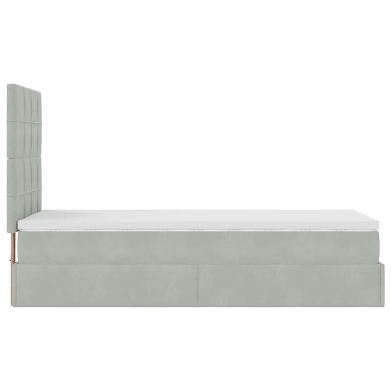 Casa si Gradina - Mobilier - Paturi si accesorii - Paturi - Cadru de pat otoman cu saltele Gri deschis 90x200cm catifea - Infinity.ro