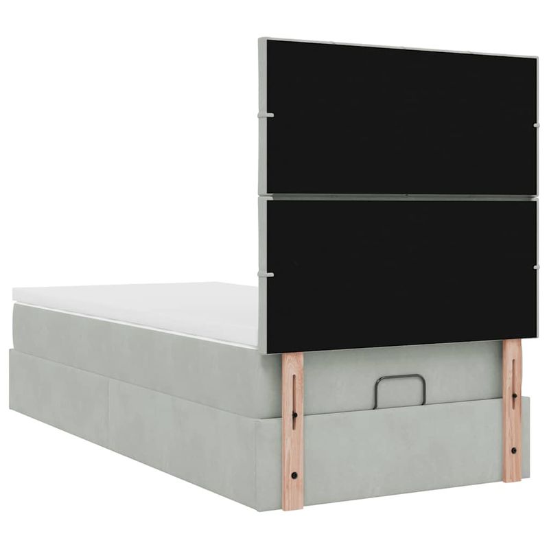 Casa si Gradina - Mobilier - Paturi si accesorii - Paturi - Cadru de pat otoman cu saltele Gri deschis 90x200cm catifea - Infinity.ro