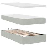 Casa si Gradina - Mobilier - Paturi si accesorii - Paturi - Cadru de pat otoman cu saltele Gri deschis 90x200cm catifea - Infinity.ro