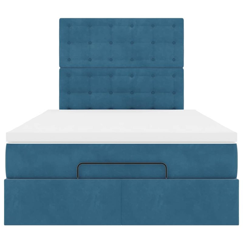 Casa si Gradina - Mobilier - Paturi si accesorii - Paturi - Cadru pat otoman cu saltele Albastru inchis 120x200cm catifea - Infinity.ro