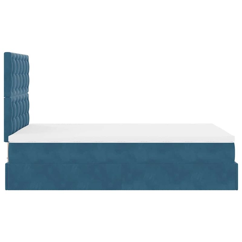Casa si Gradina - Mobilier - Paturi si accesorii - Paturi - Cadru pat otoman cu saltele Albastru inchis 120x200cm catifea - Infinity.ro