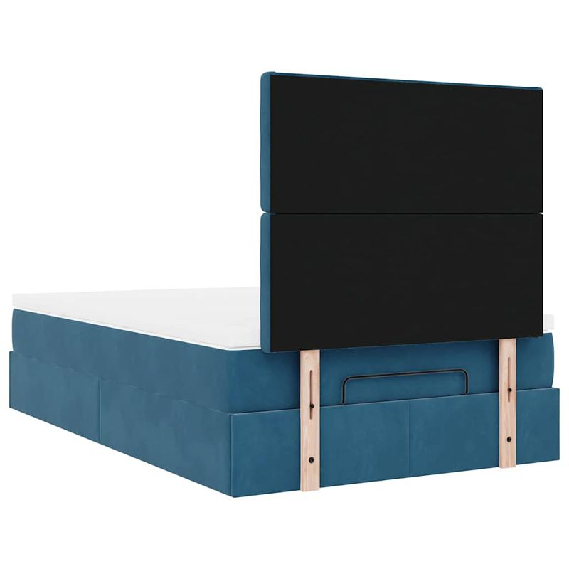 Casa si Gradina - Mobilier - Paturi si accesorii - Paturi - Cadru pat otoman cu saltele Albastru inchis 120x200cm catifea - Infinity.ro