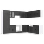 Casa si Gradina - Mobilier - Comode si corpuri - Corpuri bucatarie - Set dulap de bucatarie 14 piese „Porto” lemn negru prelucrat - Infinity.ro