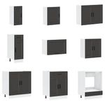 Casa si Gradina - Mobilier - Comode si corpuri - Corpuri bucatarie - Set dulap de bucatarie 14 piese „Porto” lemn negru prelucrat - Infinity.ro