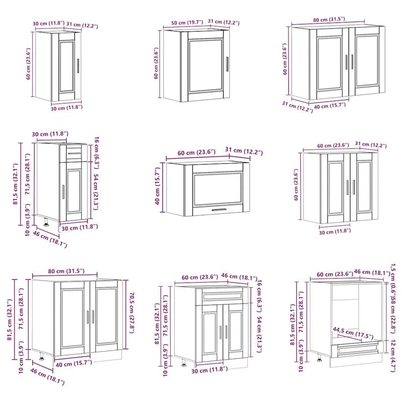 Casa si Gradina - Mobilier - Comode si corpuri - Corpuri bucatarie - Set dulap de bucatarie 14 piese „Porto” lemn negru prelucrat - Infinity.ro