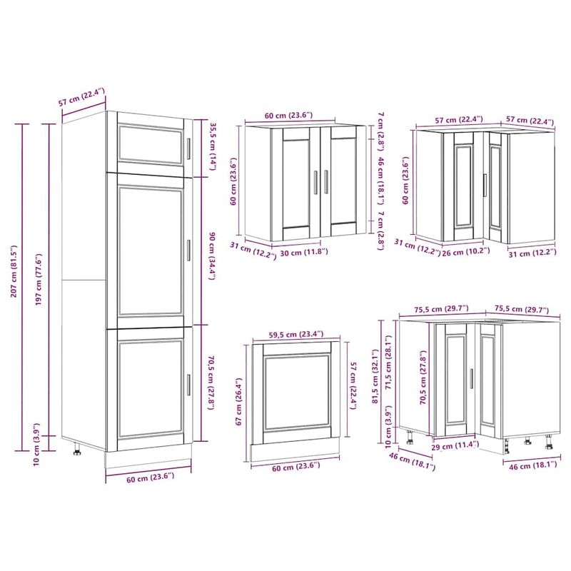 Casa si Gradina - Mobilier - Comode si corpuri - Corpuri bucatarie - Set dulap de bucatarie 14 piese „Porto” lemn negru prelucrat - Infinity.ro
