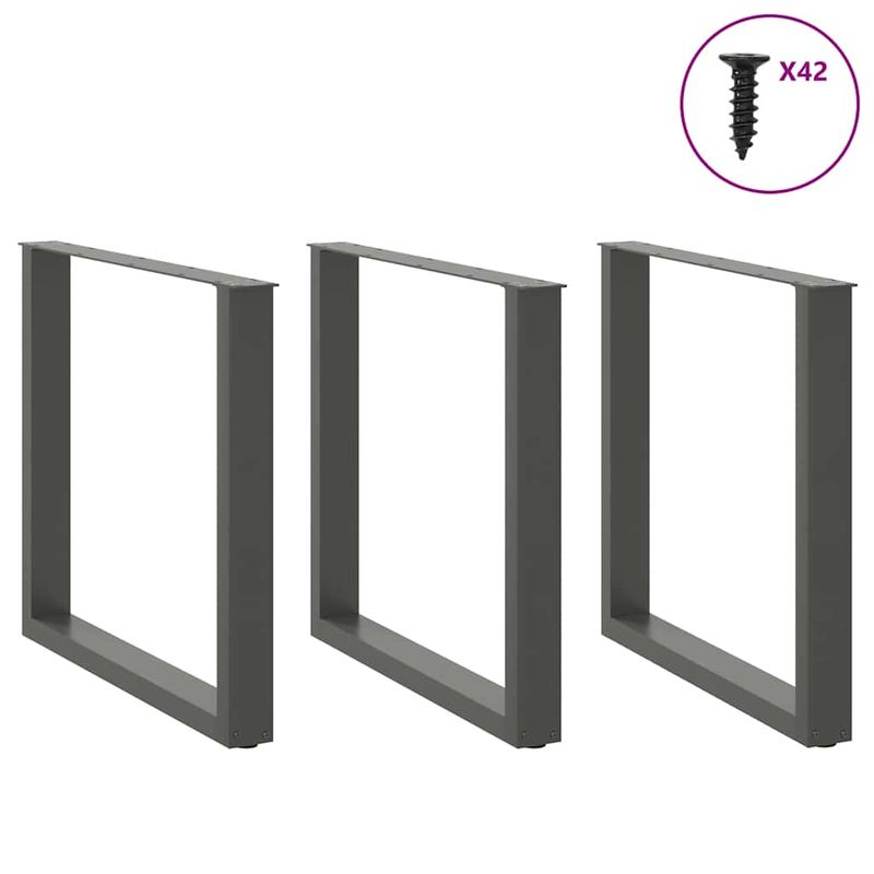 Casa si Gradina - Mobilier - Feronerie si accesorii mobila - Picioare pentru masuta de cafea in forma U, 3 buc Antracit Otel, mărime 80x(72-73) cm - Infinity.ro
