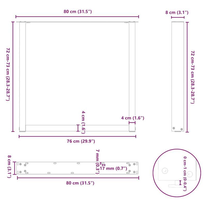 Casa si Gradina - Mobilier - Feronerie si accesorii mobila - Picioare pentru masuta de cafea in forma U, 3 buc Antracit Otel, mărime 80x(72-73) cm - Infinity.ro