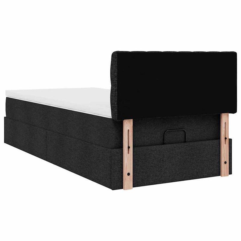 Casa si Gradina - Mobilier - Paturi si accesorii - Paturi - Cadru pat otoman cu saltea tesatura neagra 90x200cm - Infinity.ro