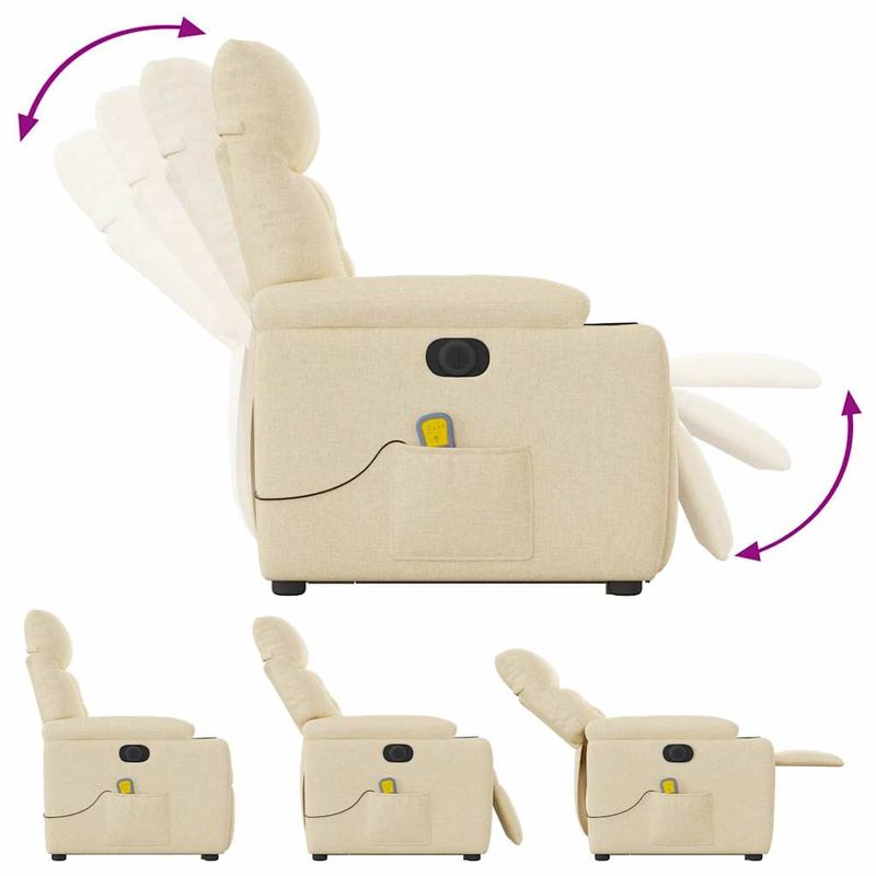 Ingrijire personala si Cosmetice - Sanatate si wellness - Articole wellness - Fotolii de masaj - Fotoliu electric de masaj rabatabil cu ridicare, crem, textil - Infinity.ro