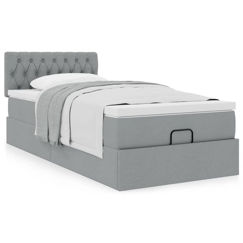Casa si Gradina - Mobilier - Paturi si accesorii - Paturi - Cadru pat otoman cu saltea tesatura gri deschis 100x200cm - Infinity.ro