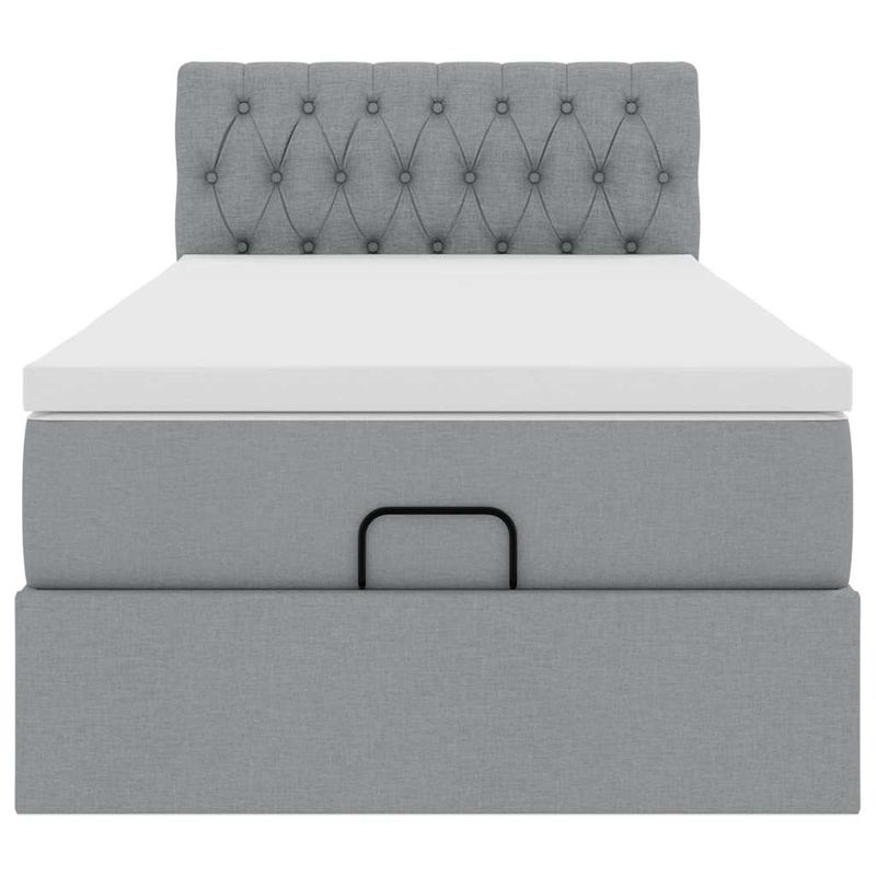 Casa si Gradina - Mobilier - Paturi si accesorii - Paturi - Cadru pat otoman cu saltea tesatura gri deschis 100x200cm - Infinity.ro