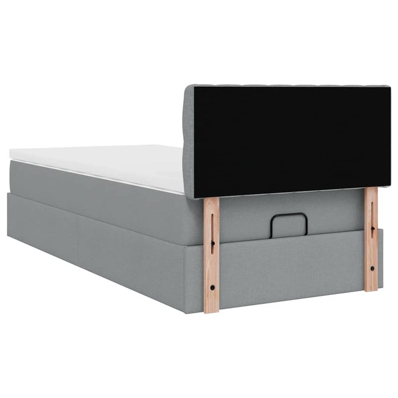 Casa si Gradina - Mobilier - Paturi si accesorii - Paturi - Cadru pat otoman cu saltea tesatura gri deschis 100x200cm - Infinity.ro