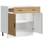Casa si Gradina - Mobilier - Comode si corpuri - Corpuri bucatarie - Dulap de baza de bucatarie „Porto” din lemn de stejar artizanal, model 1x dulap inferior (2 uși 2 sertare), mărime 80x46x81.5 cm - Infinity.ro