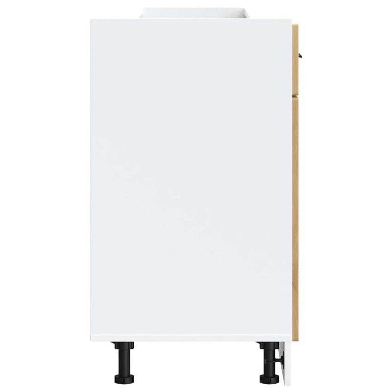 Casa si Gradina - Mobilier - Comode si corpuri - Corpuri bucatarie - Dulap de baza de bucatarie „Porto” din lemn de stejar artizanal, model 1x dulap inferior (2 uși 2 sertare), mărime 80x46x81.5 cm - Infinity.ro