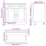 Casa si Gradina - Mobilier - Comode si corpuri - Corpuri bucatarie - Dulap de baza de bucatarie „Porto” din lemn de stejar artizanal, model 1x dulap inferior (2 uși 2 sertare), mărime 80x46x81.5 cm - Infinity.ro