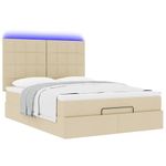 Casa si Gradina - Mobilier - Paturi si accesorii - Paturi - Cadru de pat otoman cu saltea crem 140x200cm stofa - Infinity.ro