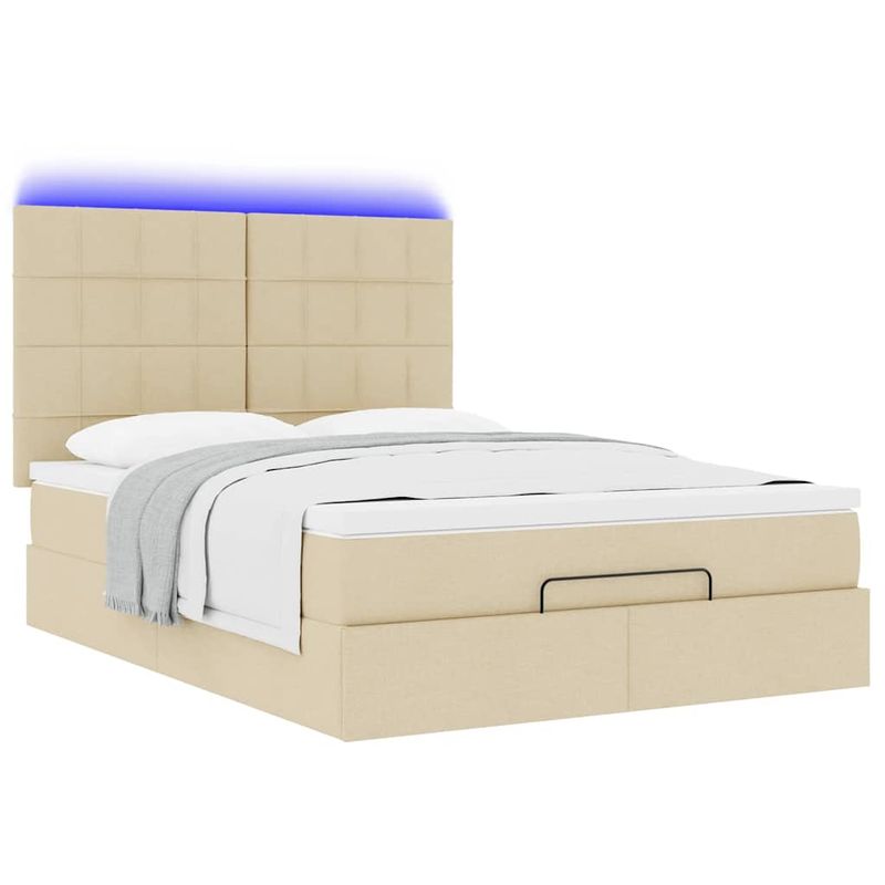 Casa si Gradina - Mobilier - Paturi si accesorii - Paturi - Cadru de pat otoman cu saltea crem 140x200cm stofa - Infinity.ro