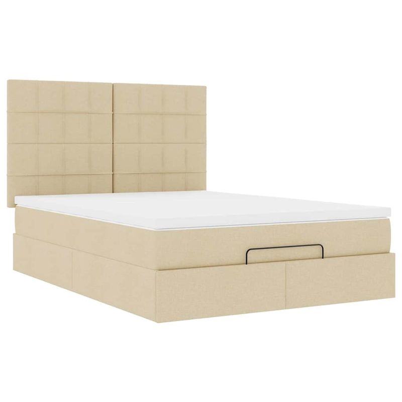 Casa si Gradina - Mobilier - Paturi si accesorii - Paturi - Cadru de pat otoman cu saltea crem 140x200cm stofa - Infinity.ro
