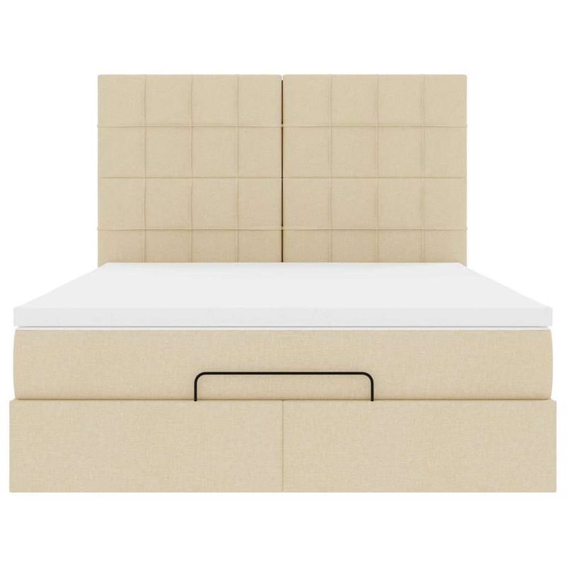 Casa si Gradina - Mobilier - Paturi si accesorii - Paturi - Cadru de pat otoman cu saltea crem 140x200cm stofa - Infinity.ro