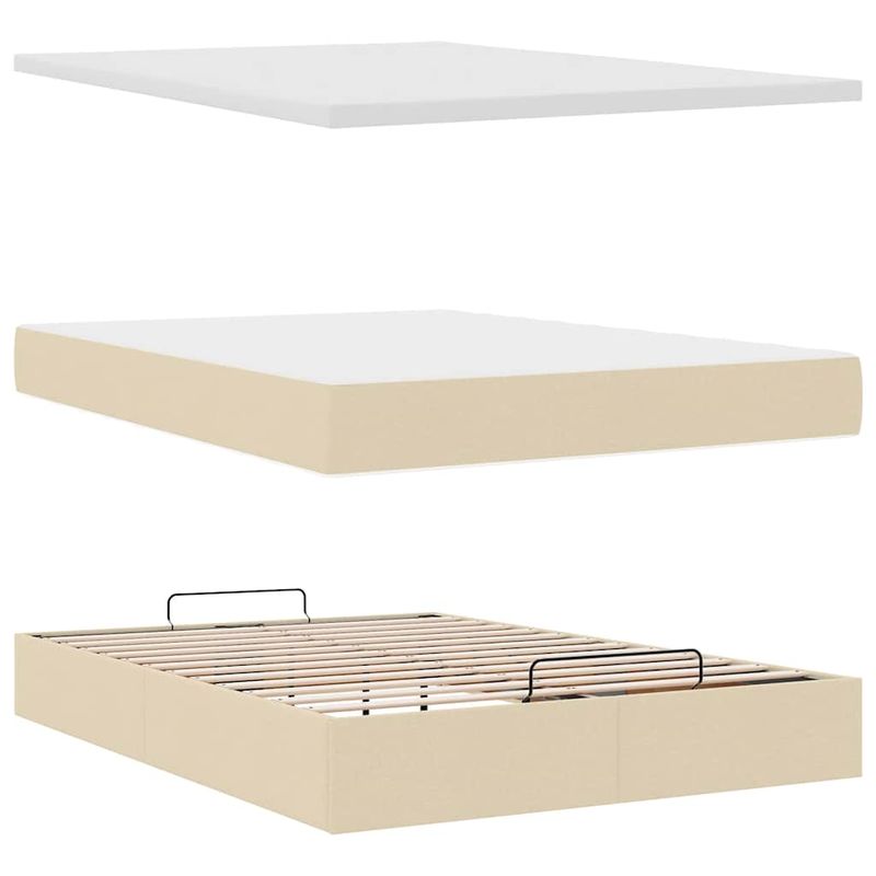 Casa si Gradina - Mobilier - Paturi si accesorii - Paturi - Cadru de pat otoman cu saltea crem 140x200cm stofa - Infinity.ro