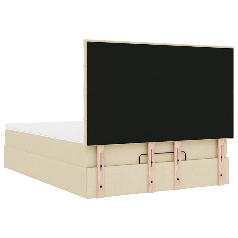 Casa si Gradina - Mobilier - Paturi si accesorii - Paturi - Cadru de pat otoman cu saltea crem 140x200cm stofa - Infinity.ro