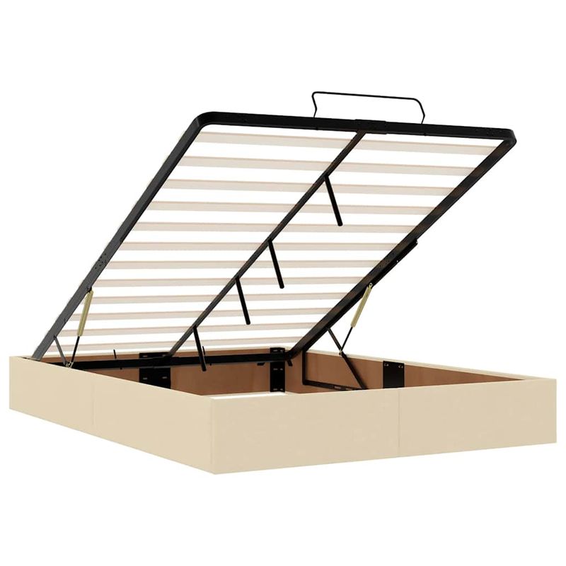 Casa si Gradina - Mobilier - Paturi si accesorii - Paturi - Cadru de pat otoman cu saltea crem 140x200cm stofa - Infinity.ro