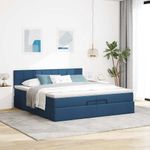 Casa si Gradina - Mobilier - Paturi si accesorii - Paturi - Cadru de pat otoman cu saltele, tesatura albastra 200x200cm - Infinity.ro