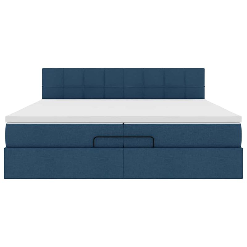 Casa si Gradina - Mobilier - Paturi si accesorii - Paturi - Cadru de pat otoman cu saltele, tesatura albastra 200x200cm - Infinity.ro