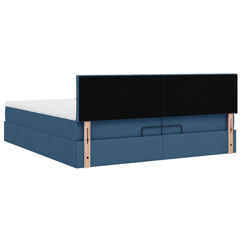 Casa si Gradina - Mobilier - Paturi si accesorii - Paturi - Cadru de pat otoman cu saltele, tesatura albastra 200x200cm - Infinity.ro