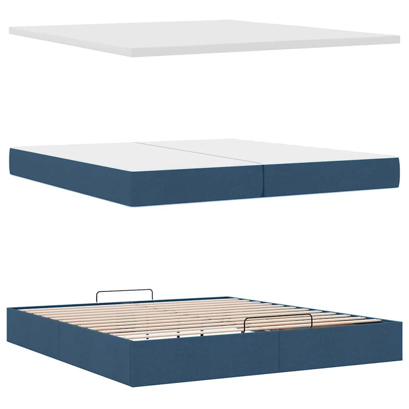 Casa si Gradina - Mobilier - Paturi si accesorii - Paturi - Cadru de pat otoman cu saltele, tesatura albastra 200x200cm - Infinity.ro