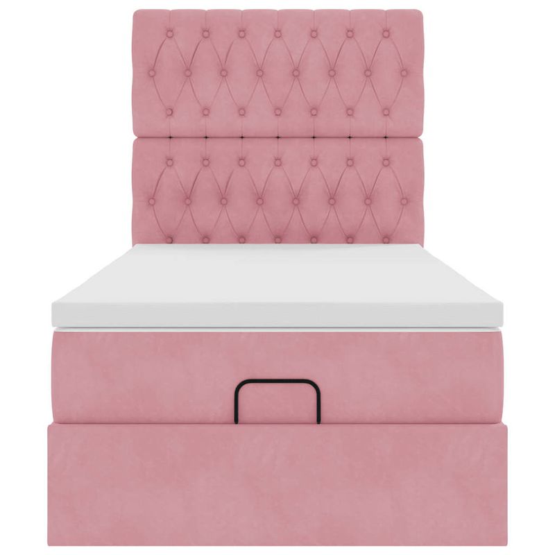 Casa si Gradina - Mobilier - Paturi si accesorii - Paturi - Cadru de pat otoman cu saltele, catifea roz 90x190cm - Infinity.ro