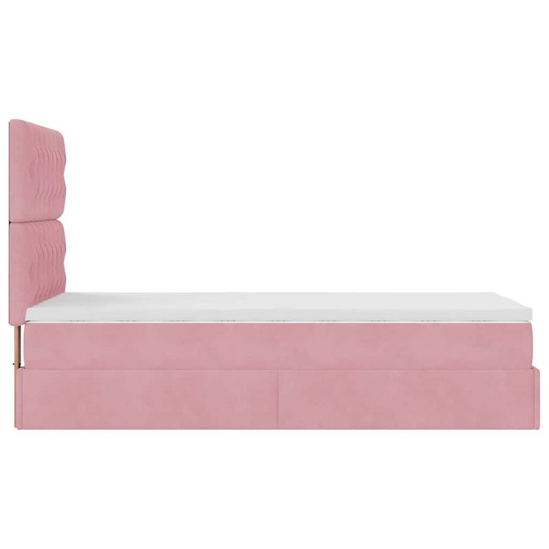 Casa si Gradina - Mobilier - Paturi si accesorii - Paturi - Cadru de pat otoman cu saltele, catifea roz 90x190cm - Infinity.ro