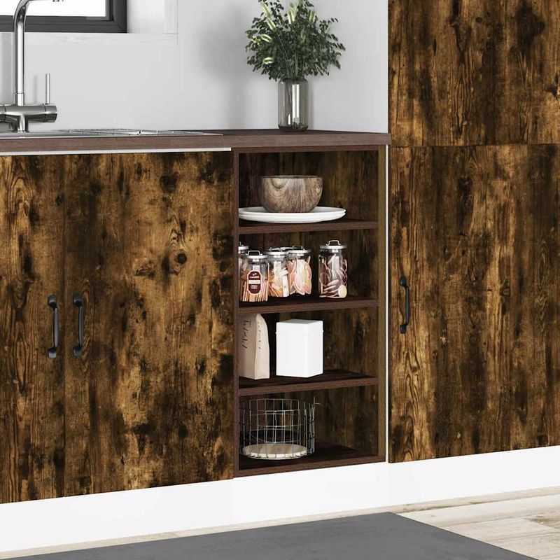 Casa si Gradina - Mobilier - Comode si corpuri - Corpuri bucatarie - Dulap de fund stejar afumat 40x44,5x81,5 cm Lemn prelucrat - Infinity.ro