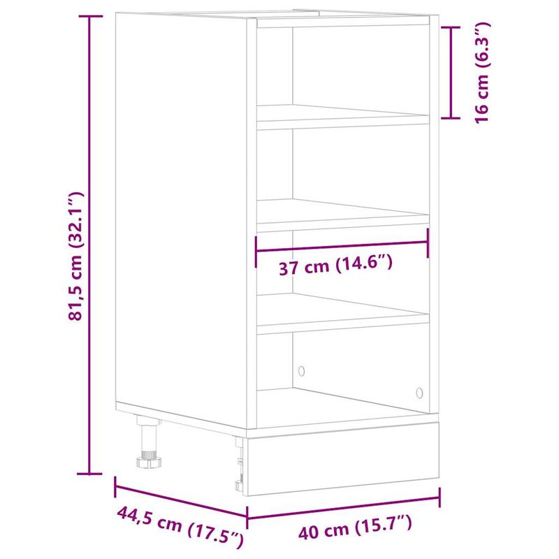 Casa si Gradina - Mobilier - Comode si corpuri - Corpuri bucatarie - Dulap de fund stejar afumat 40x44,5x81,5 cm Lemn prelucrat - Infinity.ro