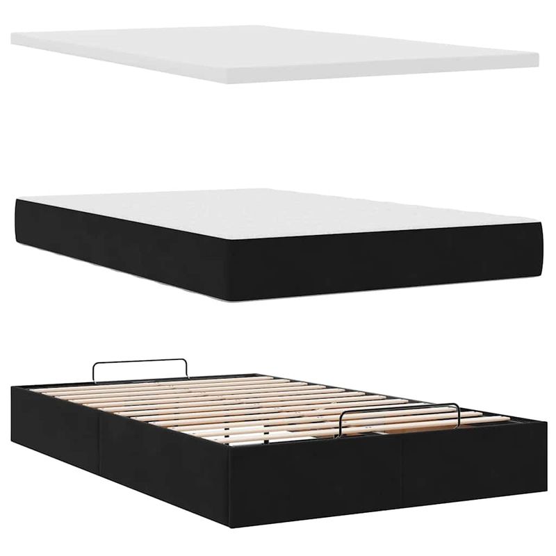 Casa si Gradina - Mobilier - Paturi si accesorii - Paturi - Cadru pat otoman cu saltea, catifea neagra 120x200 cm - Infinity.ro