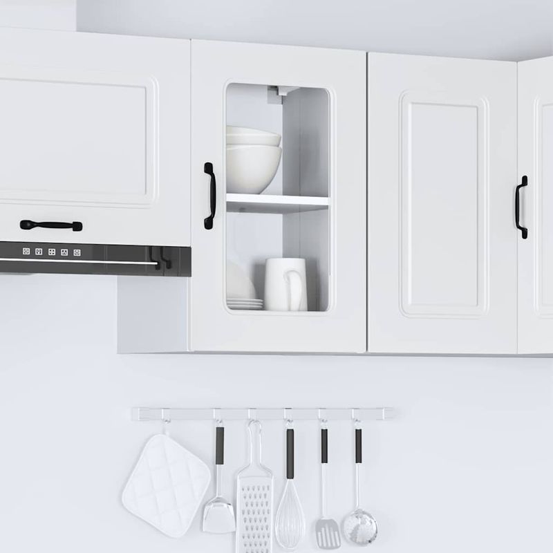Casa si Gradina - Mobilier - Comode si corpuri - Corpuri bucatarie - Dulap de bucatarie cu usa sticla „Kalmar” lemn prelucrat alb, model 1x dulap de perete din sticlă (1 ușă), mărime 40x31x60 cm - Infinity.ro
