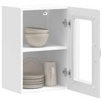 Casa si Gradina - Mobilier - Comode si corpuri - Corpuri bucatarie - Dulap de bucatarie cu usa sticla „Kalmar” lemn prelucrat alb, model 1x dulap de perete din sticlă (1 ușă), mărime 40x31x60 cm - Infinity.ro