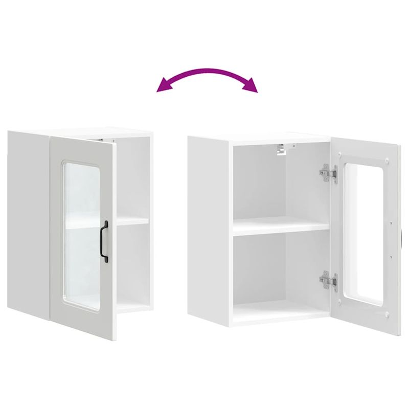 Casa si Gradina - Mobilier - Comode si corpuri - Corpuri bucatarie - Dulap de bucatarie cu usa sticla „Kalmar” lemn prelucrat alb, model 1x dulap de perete din sticlă (1 ușă), mărime 40x31x60 cm - Infinity.ro