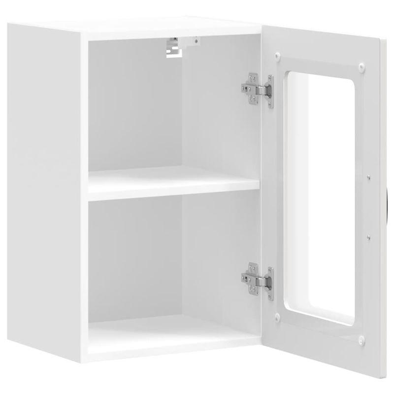 Casa si Gradina - Mobilier - Comode si corpuri - Corpuri bucatarie - Dulap de bucatarie cu usa sticla „Kalmar” lemn prelucrat alb, model 1x dulap de perete din sticlă (1 ușă), mărime 40x31x60 cm - Infinity.ro