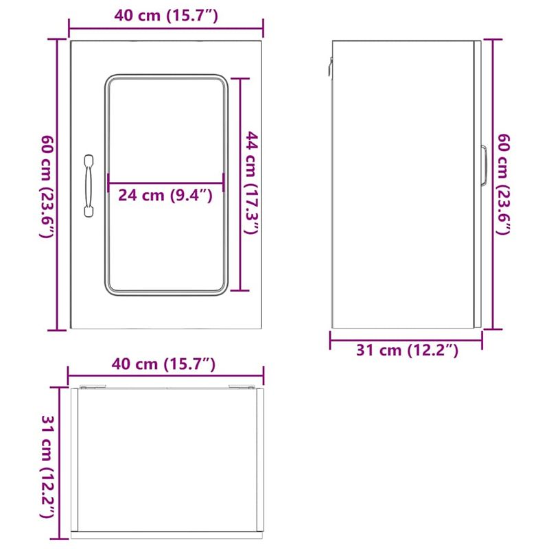 Casa si Gradina - Mobilier - Comode si corpuri - Corpuri bucatarie - Dulap de bucatarie cu usa sticla „Kalmar” lemn prelucrat alb, model 1x dulap de perete din sticlă (1 ușă), mărime 40x31x60 cm - Infinity.ro