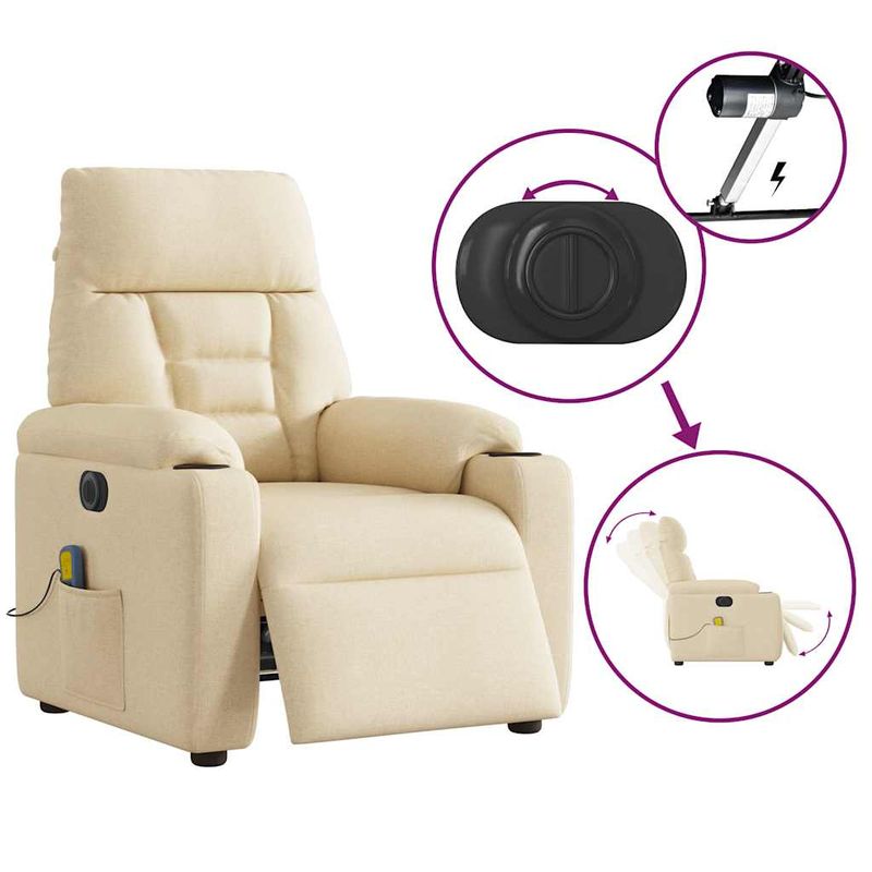 Ingrijire personala si Cosmetice - Sanatate si wellness - Articole wellness - Fotolii de masaj - Fotoliu electric de masaj rabatabil, crem, textil - Infinity.ro