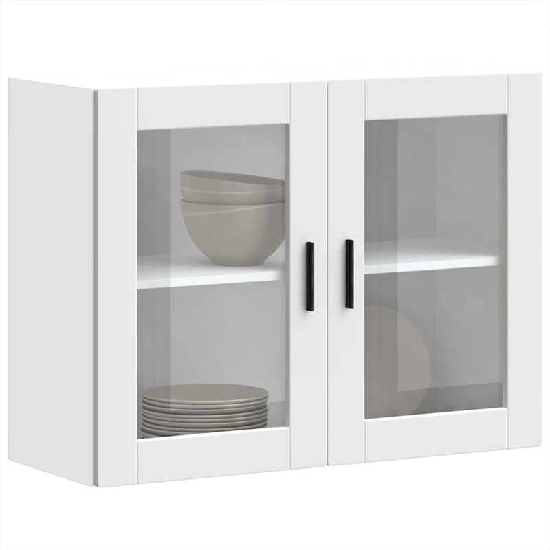 Casa si Gradina - Mobilier - Comode si corpuri - Corpuri bucatarie - Dulap de bucatarie cu usa din sticla „Porto” alb, model 1x dulap de perete din sticlă (2 uși), mărime 80x31x60 cm - Infinity.ro