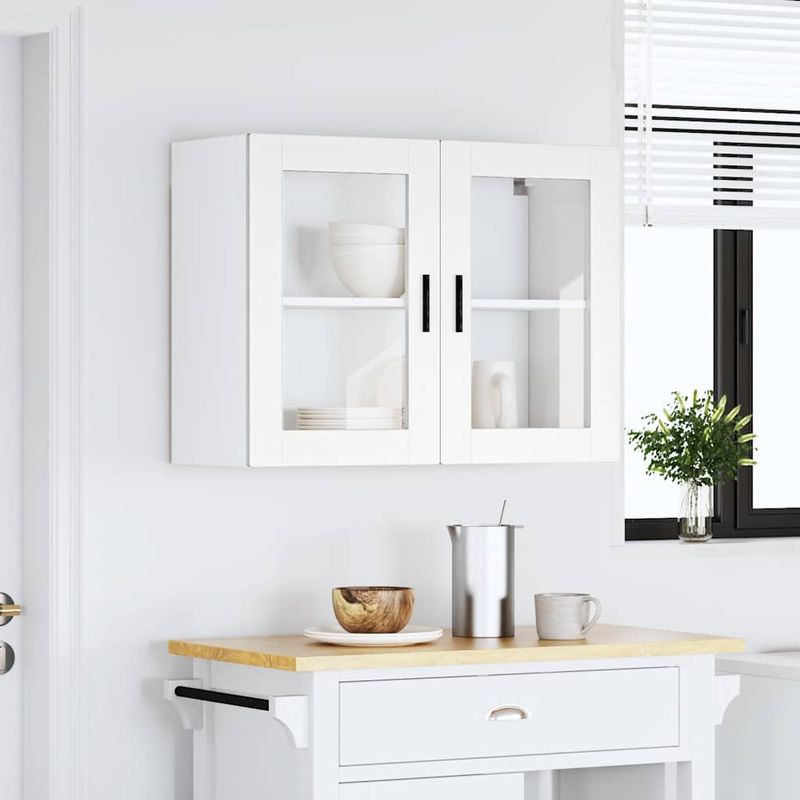 Casa si Gradina - Mobilier - Comode si corpuri - Corpuri bucatarie - Dulap de bucatarie cu usa din sticla „Porto” alb, model 1x dulap de perete din sticlă (2 uși), mărime 80x31x60 cm - Infinity.ro