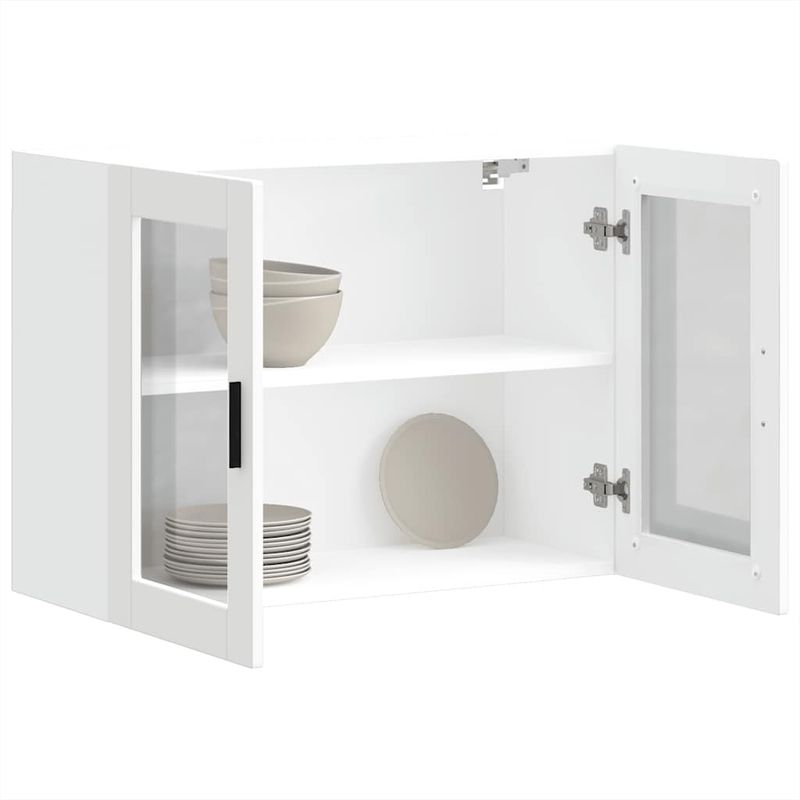 Casa si Gradina - Mobilier - Comode si corpuri - Corpuri bucatarie - Dulap de bucatarie cu usa din sticla „Porto” alb, model 1x dulap de perete din sticlă (2 uși), mărime 80x31x60 cm - Infinity.ro
