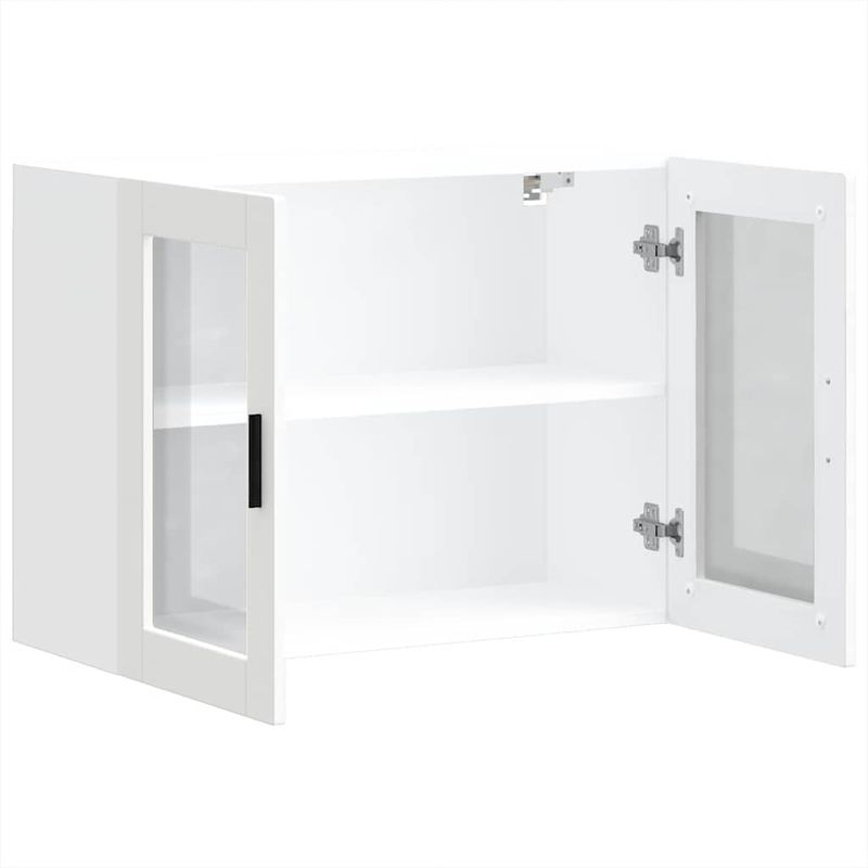 Casa si Gradina - Mobilier - Comode si corpuri - Corpuri bucatarie - Dulap de bucatarie cu usa din sticla „Porto” alb, model 1x dulap de perete din sticlă (2 uși), mărime 80x31x60 cm - Infinity.ro