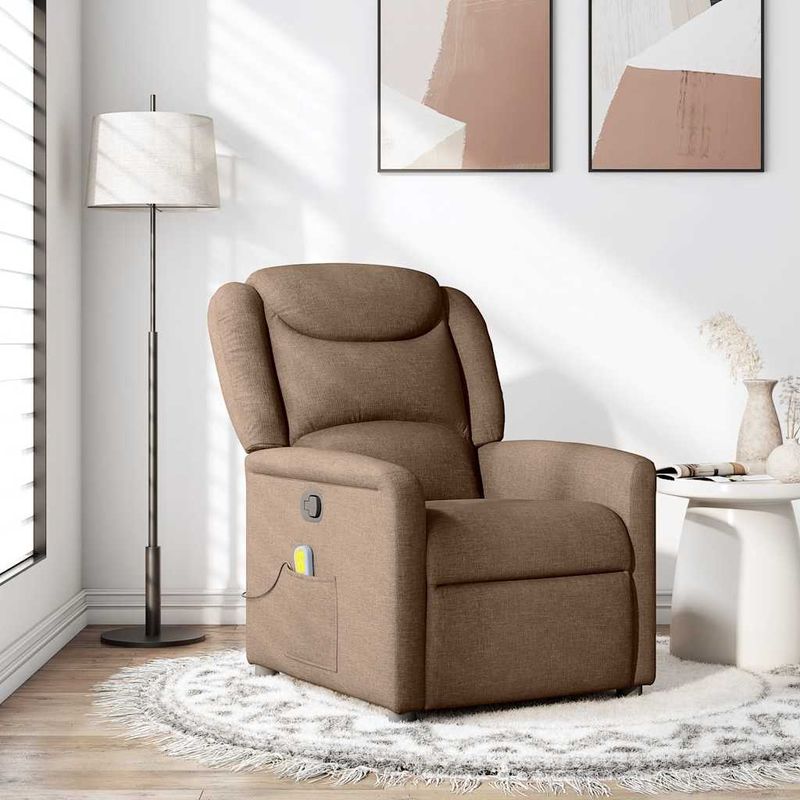 Ingrijire personala si Cosmetice - Sanatate si wellness - Articole wellness - Fotolii de masaj - Fotoliu de masaj rabatabil, maro, material textil - Infinity.ro